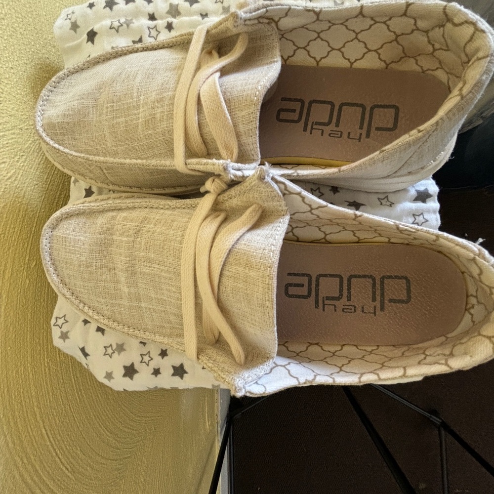 Hey Dude Wendy Women's Slip-On Loafers in Natural Beige Linen